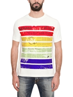 GALLIANO - T-SHIRT AUS JERSEY MIT GAZETTENDRUCK - WEIß