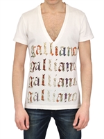 GALLIANO - COTTON PYTHON EFFECT LOGO PRINT T-SHIRT - WHITE