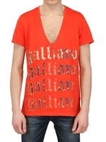 GALLIANO - T-SHIRT AUS BAUMWOLLE MIT PYTHONEFFEKT-LOGODRUCK - ROT