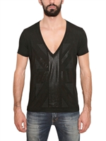 GALLIANO - T-SHIRT AUS BAUMWOLLJERSEY MIT UNION JACK DRUCK - SCHWARZ