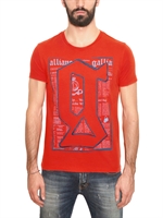 GALLIANO - T-SHIRT AUS BAUMWOLLJERSEY MIT GESTICKTEM LOGO - ROT