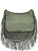 NYLO - BUFFALO FRINGED SHOULDER BAG - MUD GREY