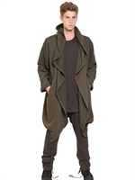 SILENT BY DAMIR DOMA - UNISEX HOODED COTTON FLEECE COAT - KHAKI