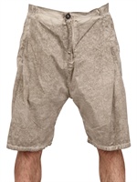 SILENT BY DAMIR DOMA - COTTON POPLIN FRONT PLEATED SHORTS - MARBLE