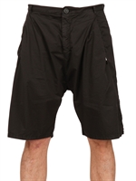 SILENT BY DAMIR DOMA - COTTON POPLIN FRONT PLEATED SHORTS - BLACK