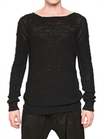 SILENT BY DAMIR DOMA - MAGLIA IN COTONE E LINO - NERO