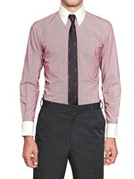 THOM BROWNE - ENGES HEMD AUS BAUMWOLLKORD - BLAU/ROT