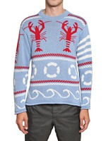 THOM BROWNE - MAGLIA IN COTONE - CELESTE