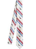 THOM BROWNE - 6CM DOLPHIN JACQUARD STRIPED SILK TIE - RED/LIGHT BLUE