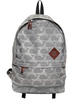 THOM BROWNE - WHALES JACQUARD COTTON CANVAS BACKPACK - GREY