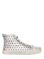 GIENCHI - SNEAKERS IN PELLE LAMÈ CON BORCHIE - ARGENTO