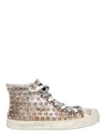 GIENCHI - SNEAKERS IN PELLE LAMÈ CON BORCHIE - BRONZO