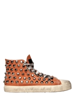 GIENCHI - SNEAKERS ALTE IN TELA DI COTONE CON BORCHIE - ARANCIONE