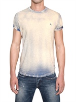 CYCLE - GEFÄRBTES T-SHIRT AUS MELANGE-GARN BAUMWOLLJERSEY - KOBOLT BLAU