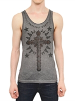 PHILIPP PLEIN - BAUMWOLL JERSEY TANK TOP MIT KREUZDRUCK - GRAU