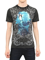 PHILIPP PLEIN - BAUMWOLL JERSEY T-SHIRT MIT MEERJUNGFRAUDRUCK - SCHWARZ