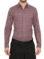 GIVENCHY - KARIERTES BAUMWOLL POPELINE SLIM FIT HEMD - BORDEAUX