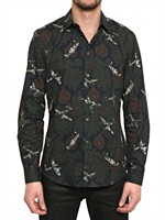 GIVENCHY - ENGES PAISLEYHEMD AUS POPELINE MIT FLUGZEUGEN - SCHWARZ/GRÜN