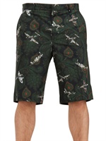 GIVENCHY - PAISLEY PLANE POPLIN BERMUDA SHORTS - GREEN/BLACK