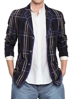 08 SIRCUS - GIACCA IN CUPRO E COTONE CHECK - BLU