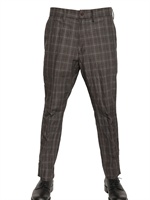 08 SIRCUS - 19CM KARIERTE LEINEN BAUMWOLL SAROUELHOSE - DUNKELGRAU