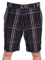 08 SIRCUS - CHECKED CUPRO COTTON SHORTS - BLUE
