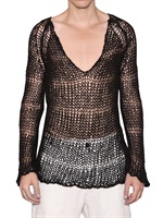 ISABEL BENENATO - MAGLIA TRICOT IN LINO LEGGERO - NERO