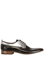 SARTORI GOLD - SCARPE DERBY IN PELLE SPAZZOLATA - NERO/ARGENTO