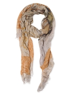 CORTO MALTESE - BEDRUCKTER KNITTERSCHAL AUS KASCHMIRMISCHUNG - BEIGE/ORANGE