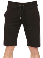 BIKKEMBERGS - BICOLOR COTTON JERSEY BERMUDA SHORTS - BLACK/GREY