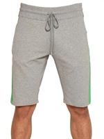 BIKKEMBERGS - BICOLOR COTTON JERSEY BERMUDA SHORTS - GREY/GREEN