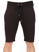 BIKKEMBERGS - BICOLOR COTTON JERSEY BERMUDA SHORTS - NAVY/WHITE