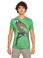 BIKKEMBERGS - JERSEY T-SHIRT MIT PAPAGEIENDRUCK - GRÜN