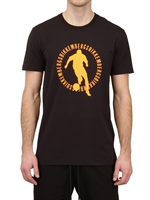 BIKKEMBERGS - BAUMWOLL JERSEY T-SHIRT MIT FUßBALLER - NAVY/ORANGE