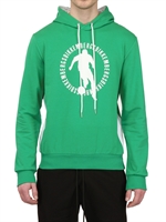 BIKKEMBERGS - BAUMWOLL SWEATSHIRT MIT KAPUZE UND FUßBALLER - GRÜN