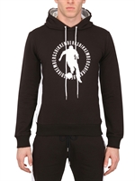 BIKKEMBERGS - BAUMWOLL SWEATSHIRT MIT KAPUZE UND FUßBALLER - NAVY/WEISS