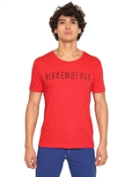 BIKKEMBERGS - T-SHIRT MIT RUNDEM AUSSCHNIT UND BIKKEMBERGS-LOGO - ROT