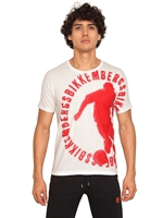 BIKKEMBERGS - DIGITAL BEDRUCKTES BAUMWOLL-T-SHIRT - WEIß/ROT