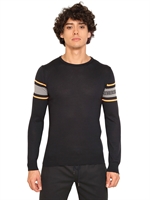 BIKKEMBERGS - MAGLIA IN COTONE JACQUARD - BLU SCURO