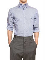 VIVIENNE WESTWOOD - MICRO VICHY STRETCH COTTON SHIRT - BLUE