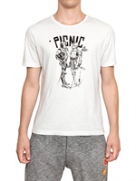 VIVIENNE WESTWOOD - PICNIC PRINTED COTTON JERSEY T-SHIRT - WHITE