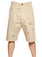 VIVIENNE WESTWOOD - PRINTED COTTON CANVAS SHORTS - BEIGE