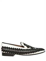 LOUIS LEEMAN - TOREADOR HANDGEFERTIGTE SEIDENLOAFERS - SCHWARZ/WEIß
