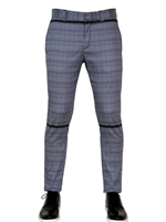 PIERRE BALMAIN - 17CM IKAT PRINTED STRETCH SATIN TROUSERS - BLUE/WHITE