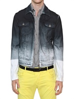 PIERRE BALMAIN - GIACCA IN DENIM DEGRADÈ CON ZIP - BLU/BIANCO