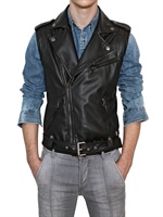 PIERRE BALMAIN - GILET BIKER IN ECO PELLE - NERO