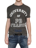 PIERRE BALMAIN - BEDRUCKTES T-SHIRT AUS VERWASCHENEM BAUMWOLLJERSEY - SCHWARZ
