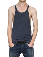PIERRE BALMAIN - VERWASCHENES TANK TOP AUS JERSEY MIT ARMAUSSCHNITT - BLAU