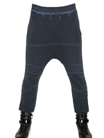 PIERRE BALMAIN - WASHED COTTON FLEECE LOW CROTCH TROUSERS - NAVY