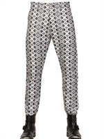PIERRE BALMAIN - 17CM IKAT PRINT STRETCH COTTON TROUSERS - WHITE/BLACK